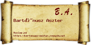 Bartánusz Aszter névjegykártya